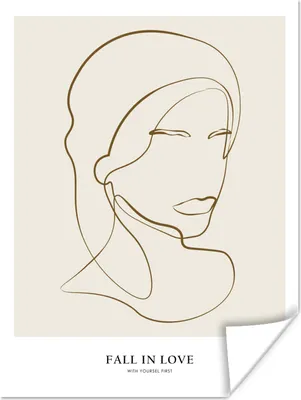 Produktbild von MuchoWow® Poster Frauen - Text - Zitate - Linienkunst 120x160 cm - Wandbilder