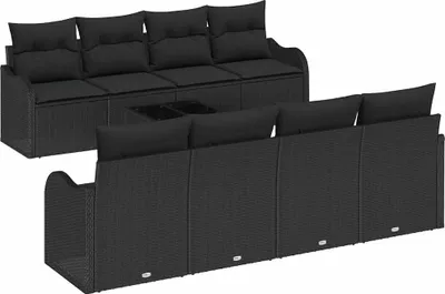 Productafbeelding van vidaXL Tuinset met tuinbank, zwart, 55 x 55 x 37 cm, polyrotan