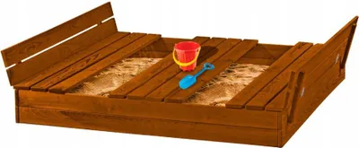 Produktbild von Sandkasten Holzsandkasten mit Sitzbänken 120x120cm Sandbox Sandkiste Sitzecken