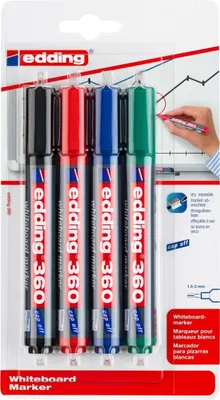 Immagine prodotto di Pennarello per lavagna bianca edding 360 ricaricabile 1,5-3mm assortito Confezione da 10