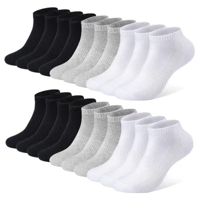 Produktbild von FALARY Sneaker Socken Herren Damen Sportsocken Atmungsaktives Laufsocken Baumwollsocken Kurze Halbsocken Schwarz Weiß Grau 47-50