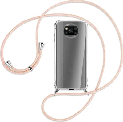 Produktbild von Handykette Backcover-Schutzhülle mit Band (Metall goldfarben) für Xiaomi Poco X3 NFC - schwarz