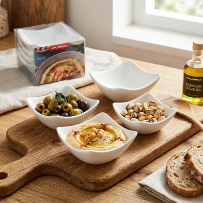 Productafbeelding van Set van 4 Florina Adria porseleinen saladekommen, 7,5 x 7,5 x 2,5 cm