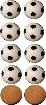 Image de set de 10 balles de baby-foot Charlsten 36 mm. 8x standard et 2x liège