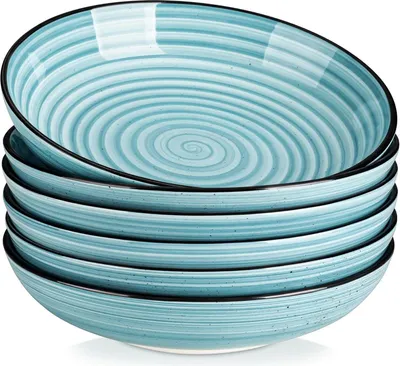 Produktbild von vancasso Bonbon Suppenteller 6er Set Steingut 1500ml Spülmaschine Mikrowelle Blau