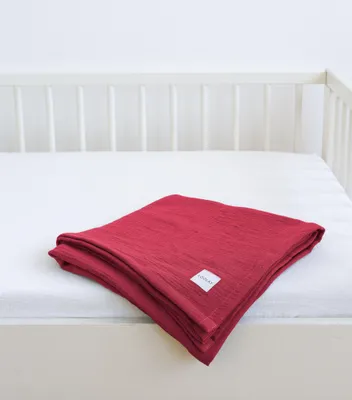 Produktbild von Musselin Decke 150x200 cm ROT – EINLAGIG 100% Baumwolle