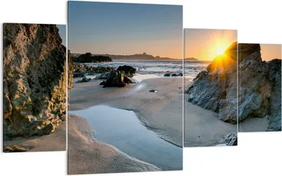Produktbild von Bild auf Leinwand - Leinwandbild - Landschaft britisch Ufer Küste - 160x90cm - Wand Bild - Wanddeko - Leinwanddruck - Bilder - Kunstdruck - Wanddekoration - Leinwand bilder - Wandkunst - DL160x90-3174