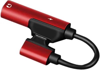 Zdjęcie produktu dla Adapter słuchawkowy USB-C - Splitter audio - Muzyka i ładowanie - Funkcjonalność 2-w-1 - Długość: 115 mm - Kolor: czerwony