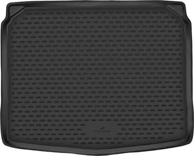 A black car trunk liner with a textured surface.