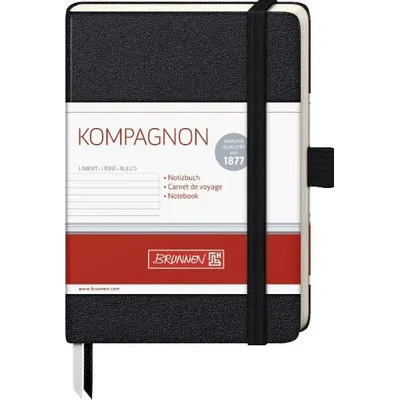 Produktbild von Brunnen Notizbuch Kompagnon Klassik A6 liniert Gummizug sw