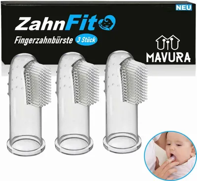 ZahnFit Baby Zahnbürste Fingerzahnbürste Zahnpflege, Kindermundpflege Zahnfleischmassage Bürste 4-24 Monate [3 Stück]