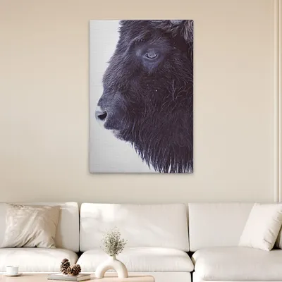 Produktbild von TADESSI Leinwandbild Tiere Büffel - Wandbild 80 x 120 cm - Kunstdruck auf Leinwand in Schwarz Weiß - M1-No.51085
