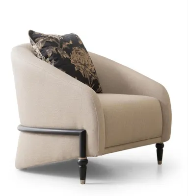 Produktbild von Beiger Stoffsessel Metallgestell-Sessel Designersessel Wohnzimmermöbel