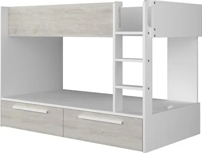 Produktbild von Etagenbett mit 2 Schubladen - 2x 90 x 200 cm - Naturfarben & Weiß - TINOLI