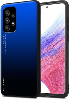 Produktbild von Cadorabo Hülle für Samsung Galaxy A53 5G in BLAU - SCHWARZ Zweifarbige Schutzhülle aus Tempered Glas und TPU Silikon Back Case Cover Etui Handy Hülle
