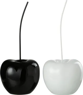 Zdjęcie produktu dla J-Line Cherry Poly Glossy White/Black Large 2 Assorted