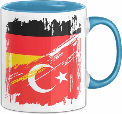 Produktbild von Türkei Deutschland Flagge Halb Deutscher Halb Türke Fußball Germany 2024 Europa Turkey (Blau)