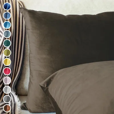 Produktbild von Lionmood Premium Samt Kissenbezug Kastanienbraun 45x45cm -1er- Velvet Kissenhülle mit Reißverschluss - Modernes Design, Weich, Einfarbig für Sofa