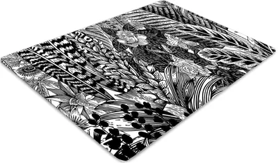 Produktbild von Stuhlunterlage Bürostuhlunterlage 120 cm x 90 cm Bodenmatte Bürostuhlunterlage - Schwarz-Weiß-Blätter