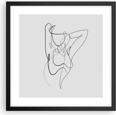 Produktbild von Gerahmtes Poster - Schwarzer Rahmen - Frau Bleistift Linie - 40x40 cm - Wand Bild - Wanddeko - Wandbilder - Kunstposter - Wandposter - Bilderrahmen - Bilder - Kunstdruck - P2BAC40x40-4991