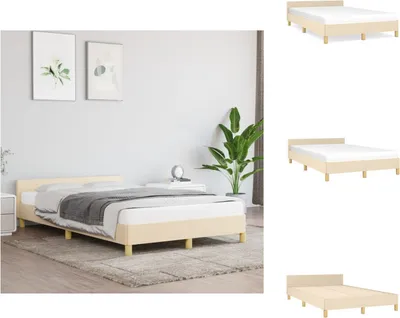 Immagine prodotto di vidaXL Struttura letto con testiera in tessuto crema 120x200 cm - Letti e strutture letto