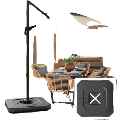 Image de Pied de parasol, en PEHD, avec lestage amovible, noir