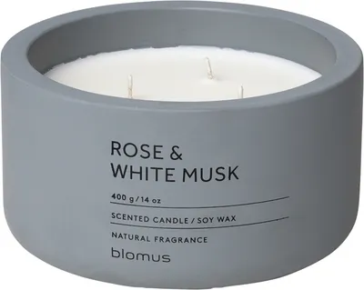 Produktbild von Blomus FRAGA Duftkerze Rose & White Musk, Duft Kerze, Candle, Beton, flintstone, 7 cm, 65959