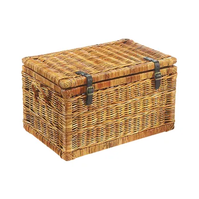 Obrázok produktu pre Kobolo truhlica s košíkom truhlica na sedenie - ratan - lak hnedý - s úložným priestorom - 70x45x40 cm