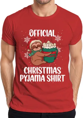 Produktbild von Official Christmas Pyjama Faultier - Weihnachten Weihnachtsgeschenk Christmas Herren T-Shirt, Rot, S