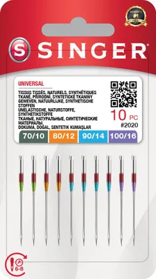 Produktbild von Singer 2020 - 70/10, 80/12, 90/14, 100/16 - 10x Nadel für Nähmaschine