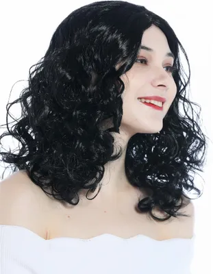 Produktbild von WIG ME UP Perücke lang Locken lockig Mittelscheitel schwarz 210151-P103