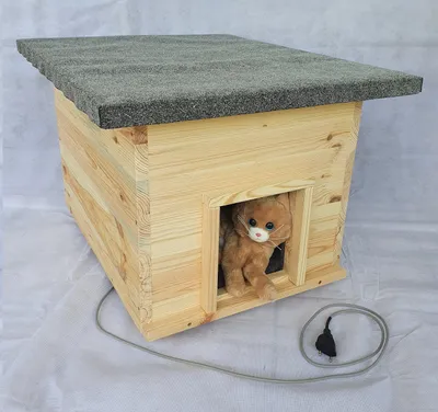 Produktbild von Katzenhaus mit Heizung, unbemalt, wetterfest beheizt isoliert Katzenhütte