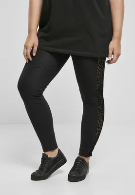 Image de Urban Classics Ladies Flock Lace Stripe Leggings noir - XS