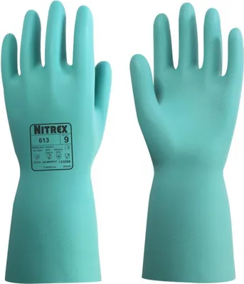 Produktbild von 10 Paar Nitrex 613 | Mehrweghandschuhe | grün-blau | Gr. M | Nitrilhandschuhe
