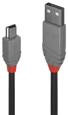 Obrázok produktu pre Lindy 36721, 0,5 m, USB A, Mini-USB B, USB 2.0, 0,48 Gbit/s, Čierna, Šedá