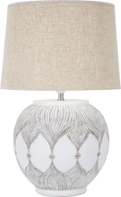 Obrázek produktu pro Stolní lampa Mauro Ferretti Atene E27 Ø 38x59 cm bílá smytá hnědá