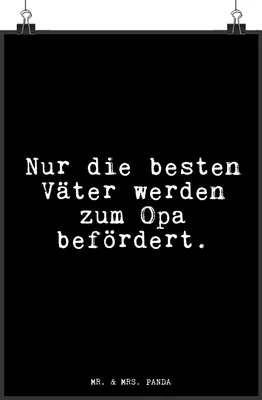 Produktbild von Mr. & Mrs. Panda Bild Nur die besten Väter... DIN A3 - Schwarz - Geschenk, Opa, Plakat, Opi, wanddeko, Vater, drucke, Wandbild, Sprüche, Deko, Papa, Familie