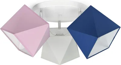 Produktbild von Deckenleuchte Deckenlampe Kinderleuchte Kinderlampe Leuchte Lampe mehrfarbig Stern Metall 230V 299 300 G3 (299-G3 Glatt, Rosa-Weiß-Blau)