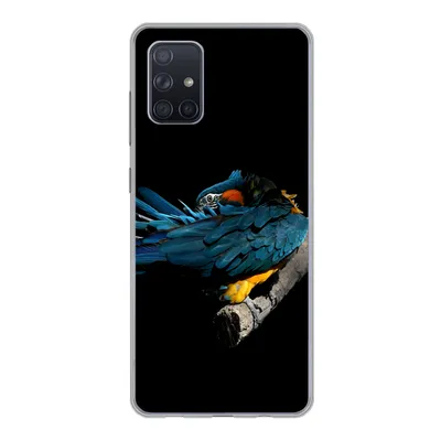 Produktbild von MuchoWow® Handyhülle Schutzhülle Hülle für Samsung Galaxy A51 5G Vogel - Federn - Zweig - Schwarz Silikon Softcase Handy Hülle - Abbildung