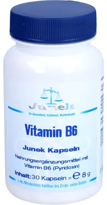 Obrázek produktu pro Bios Vitamin B6 2 mg, kapsle, značka Junek, balení obsahuje 30 kapslí
