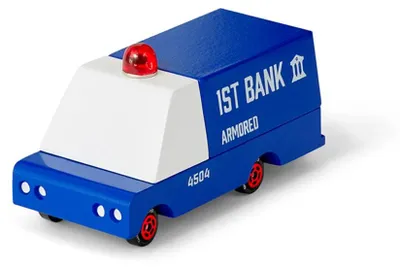 Produktbild von Candylab Holzspielzeugauto - gepanzerter Bus weiß rot