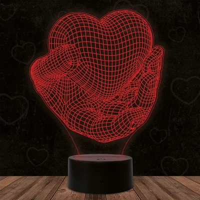 Produktbild von INDIGOS UG - 3D LED Nachttischlampe - Herz mit Hand - Touch-Nachtlicht - Illusion, Geschenk - Weihnachten Geburtstag Junge - Mädchen Nachtlicht