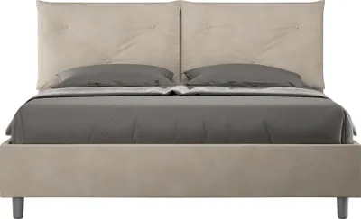 Produktbild von ITYHOME - Gepolstertes Bett mit Bettkasten 160x190 mit Mikrofaserbezug Sandfarbe Appia