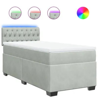 Produktbild von Boxspringbett mit Matratze Hellgrau 90x200 cm Samt