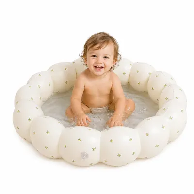 Produktbild von Kinder Planschbecken aufblasbar 90 cm, PVC robust Baby Pool mit weichem Boden, sicher & schnell aufblasbar für Garten, Balkon & Sommer Outdoor