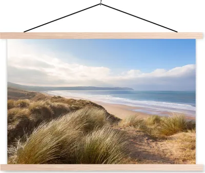 Produktbild von MuchoWow® Textilposter Strand - Düne - Natur 120x80 cm mit holzfarbenen Rahmen - Aufhängeset