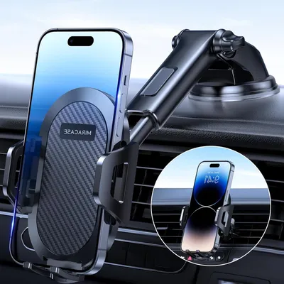 Image de Support de téléphone pour voiture - Support pour smartphone - Navigation en voiture - Universel et réglable - Pour téléphones de 4 à 7 pouces - Noir