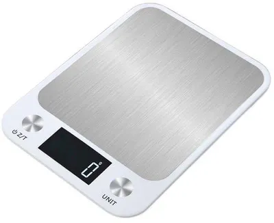 Image de Balance de cuisine électronique avec 7 fonctions, écran LED et bol en acier inoxydable, idéale pour la cuisine et la pâtisserie.