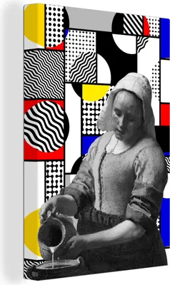 Zdjęcie produktu dla OneMillionCanvasses® - Obraz na płótnie - 90x140 cm, Kolaż - Mondrian - Milkmaid, Dekoracja ścienna - Zdjęcie na płótnie - Obraz na drewnianej ramie - Dekoracja ścienna - Sypialnia