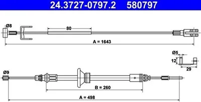 Produktbild von ATE Handbremsseil Seilzug Feststellbremse für OPEL Vivaro A Kastenwagen (X83) 24.3727-0797.2